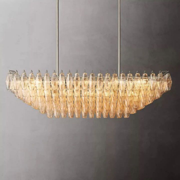 Galaxy Clear Glass Tiered Rectangular Chandelier 54"