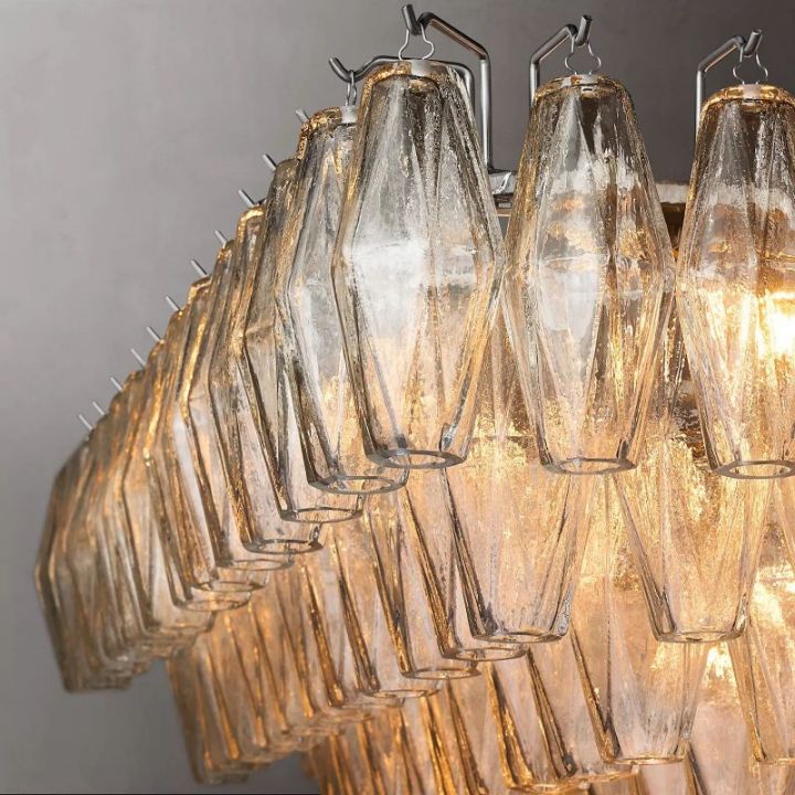 Galaxy Clear Glass Tiered Rectangular Chandelier 74"