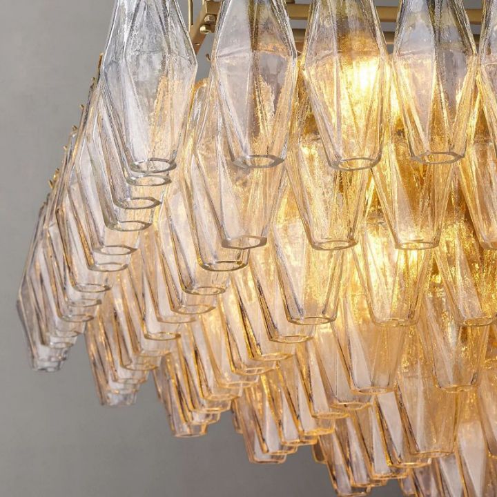 Galaxy Clear Glass Tiered Rectangular Chandelier 74"