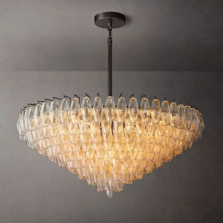 Galaxy Clear Glass Tiered Round Chandelier 47"