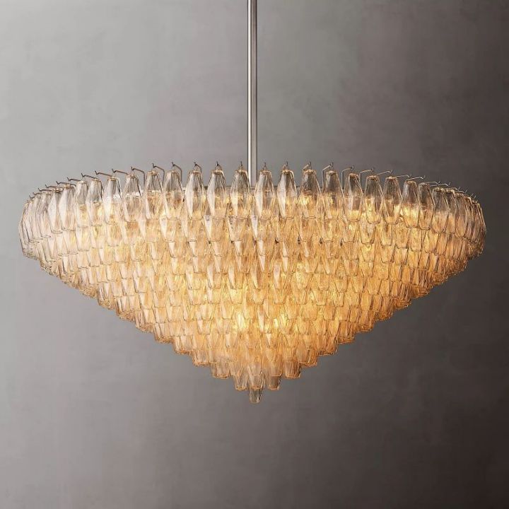 Galaxy Clear Glass Tiered Round Chandelier 62"