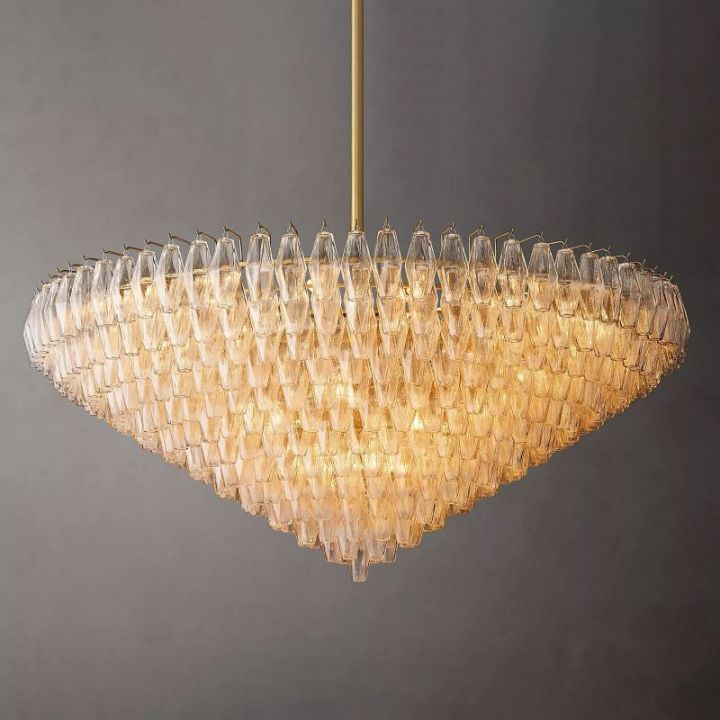 Galaxy Clear Glass Tiered Round Chandelier 62"