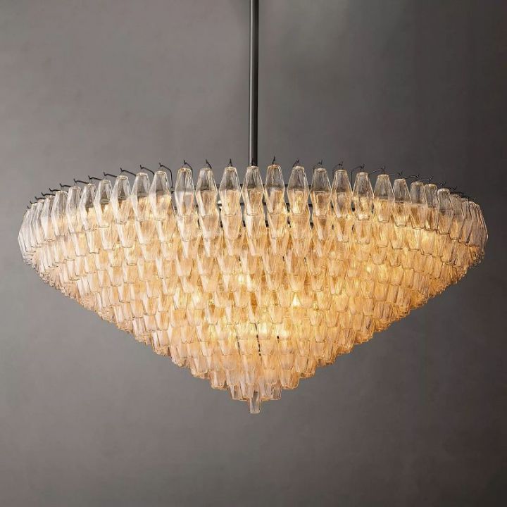 Galaxy Clear Glass Tiered Round Chandelier 62"