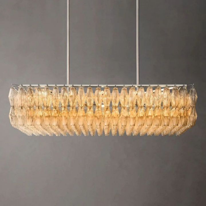 Galaxy Glass Rectangular Chandelier 54"