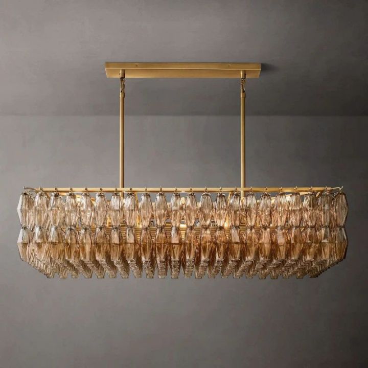 Galaxy Glass Rectangular Chandelier 54"