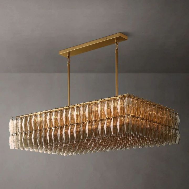 Galaxy Glass Rectangular Chandelier 54"