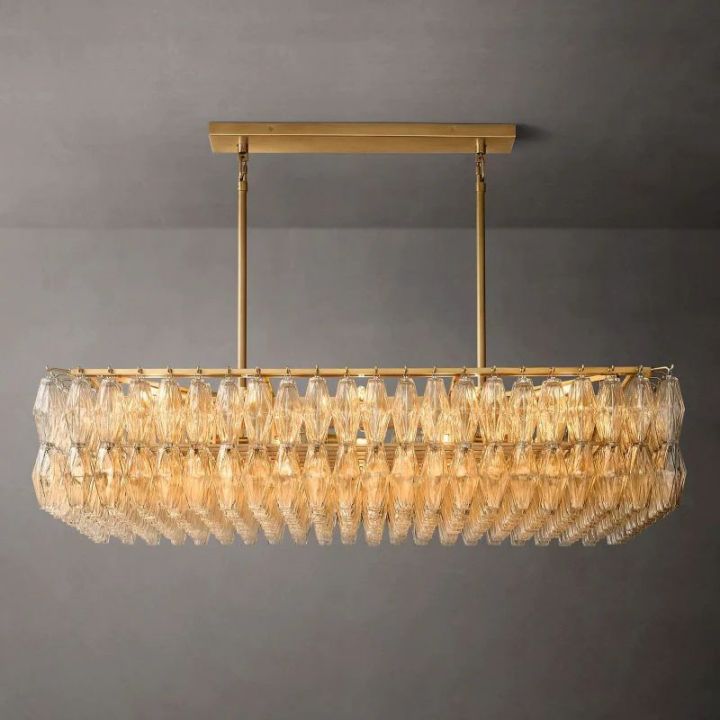 Galaxy Glass Rectangular Chandelier 54"