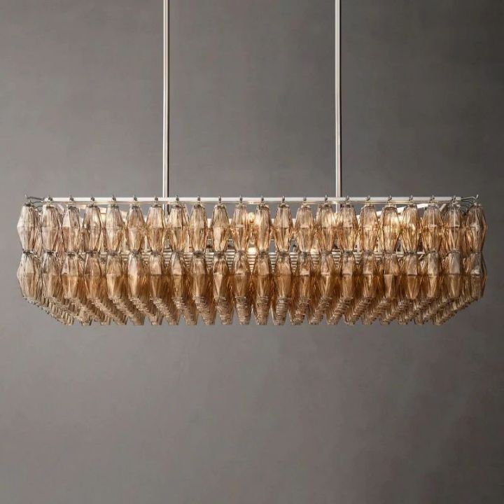 Galaxy Glass Rectangular Chandelier 54"