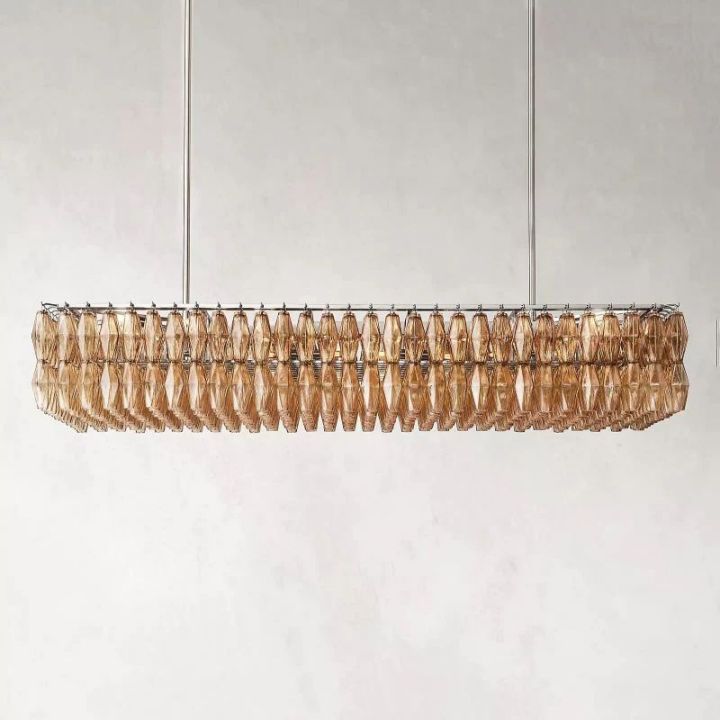 Galaxy Smoke Glass Rectangular Chandelier 74"