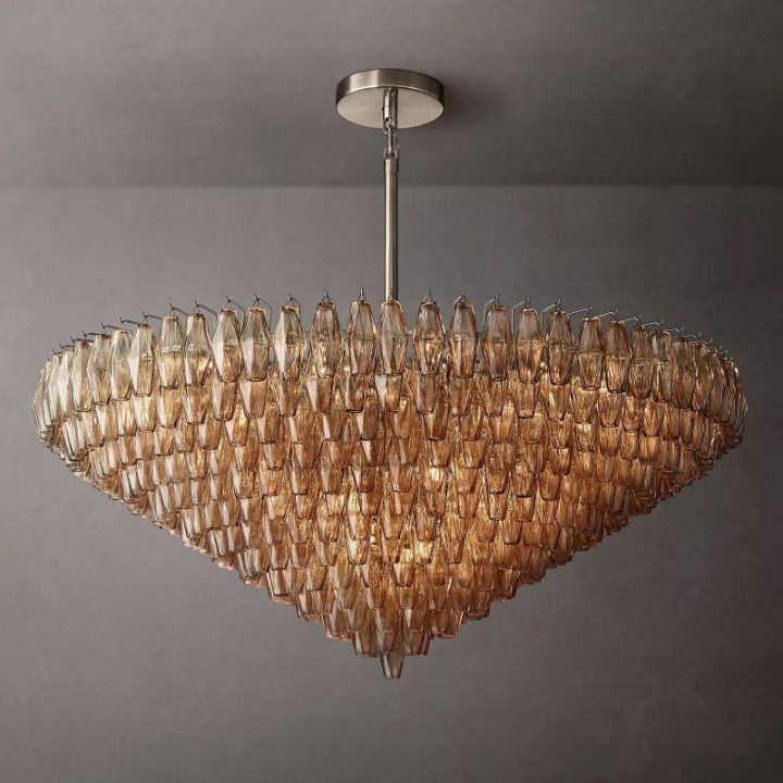 Galaxy Smoke Glass Tiered Round Chandelier 62"