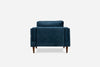 blue velvet walnut | Albany Armchair shown in blue velvet with walnut legs