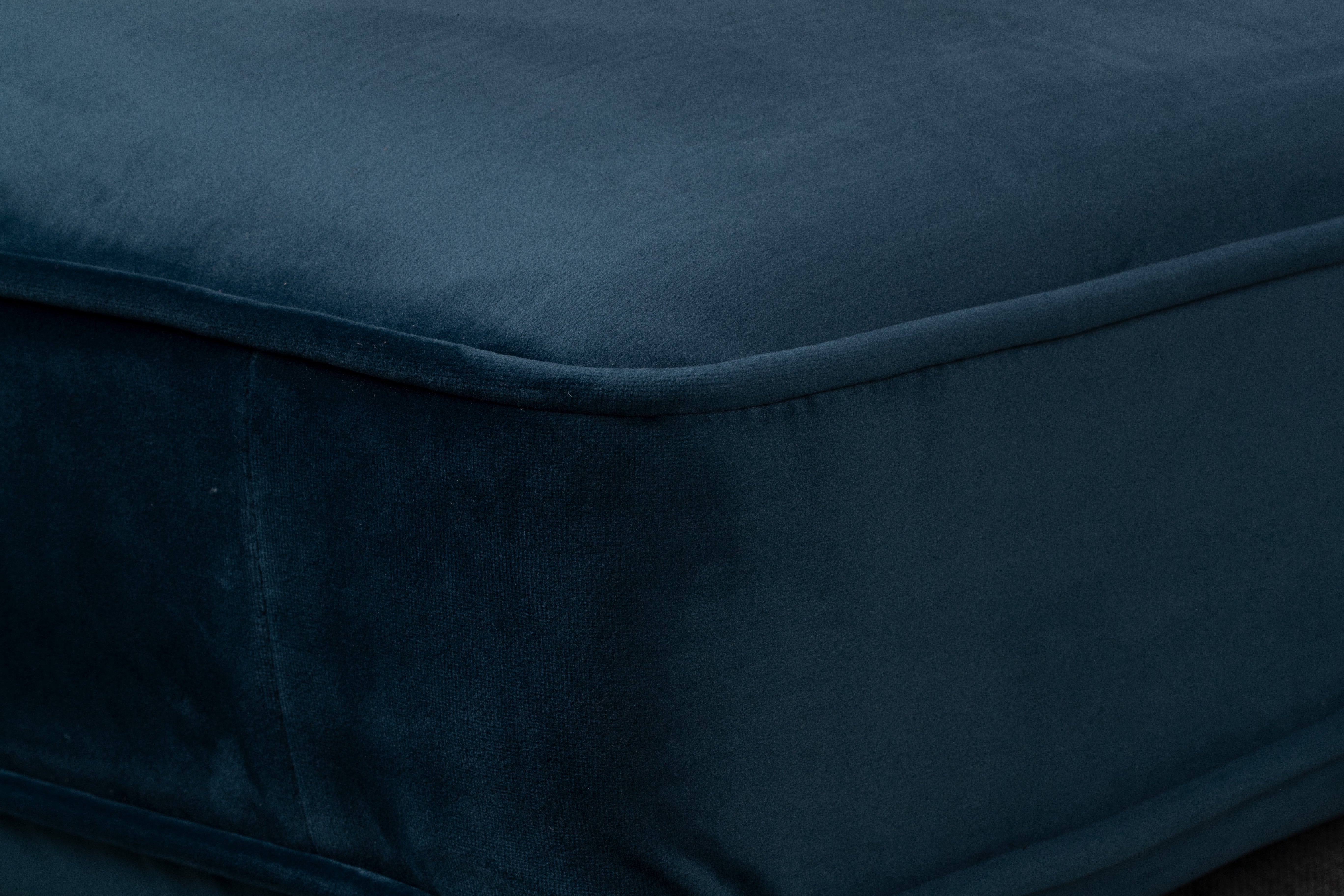 blue velvet gold | Albany Ottoman shown in blue velvet with gold legs