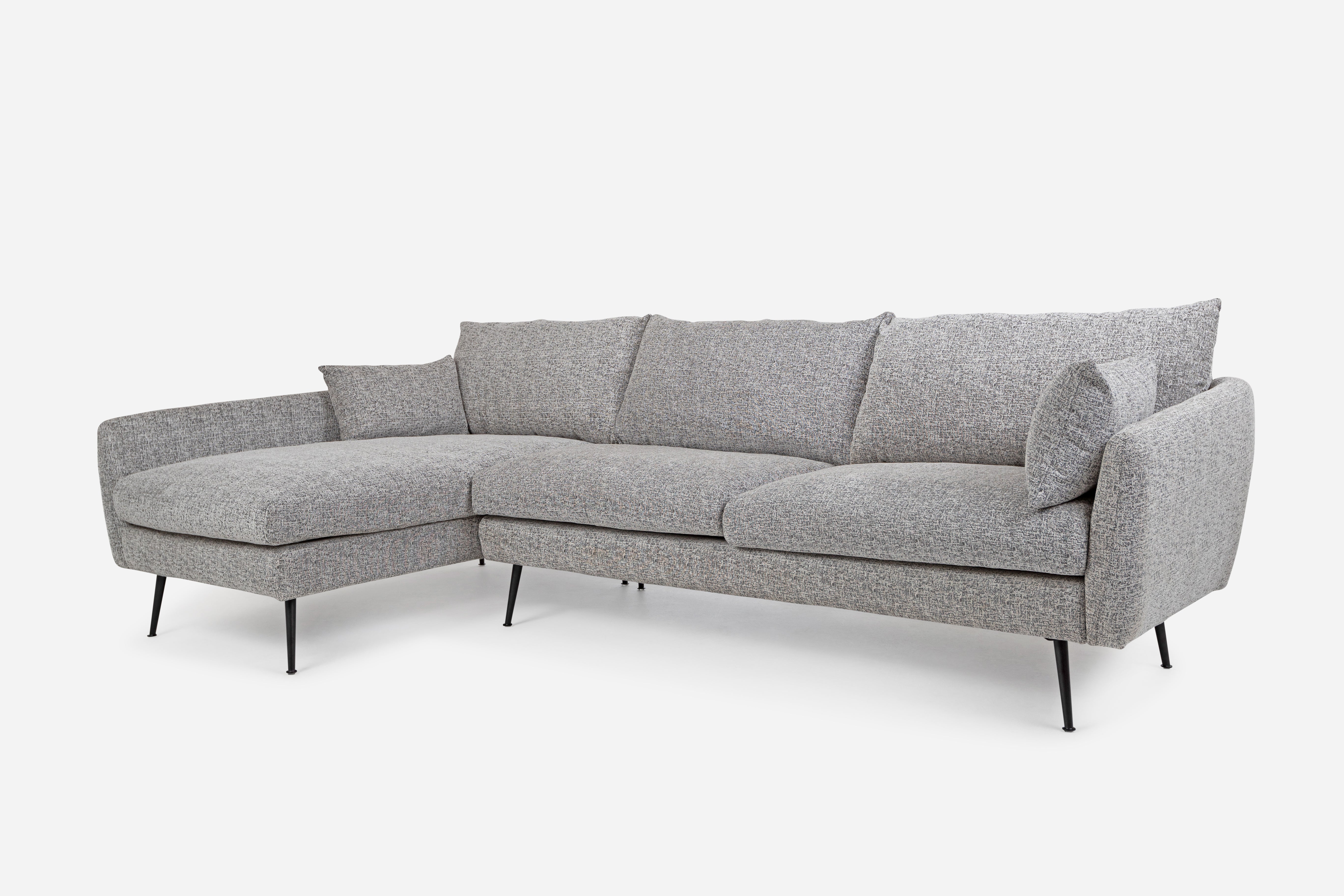 Quartz Bouclé gold right facing | Park Sectional Sofa shown in Quartz Bouclé with gold legs right facing