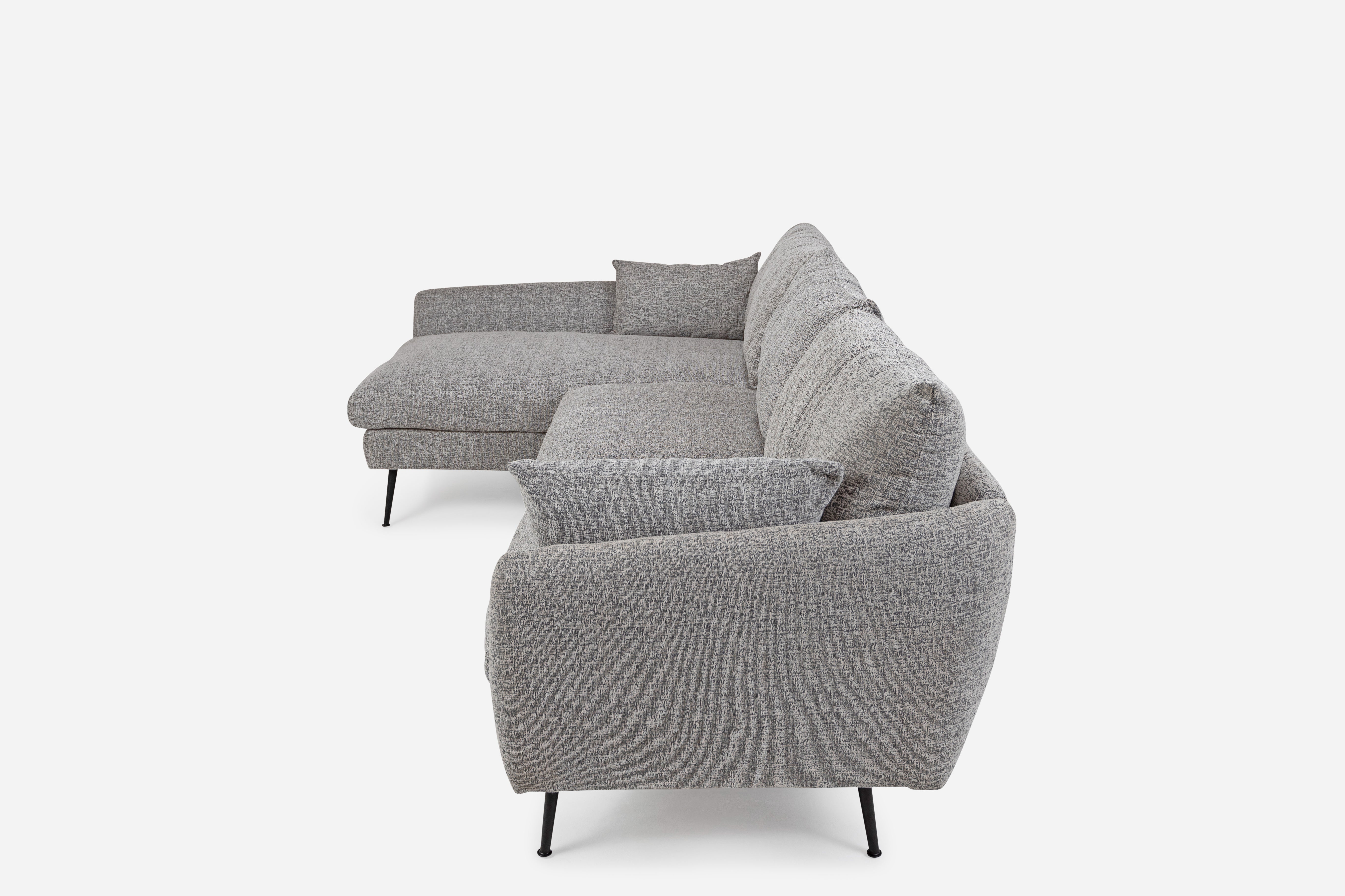 Quartz Bouclé black left facing | Park Sectional Sofa shown in Quartz Bouclé with black legs left facing