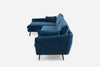 Blue Velvet Gold Left Facing | Park Sectional Sofa shown in Blue Velvet with gold legs Left Facing