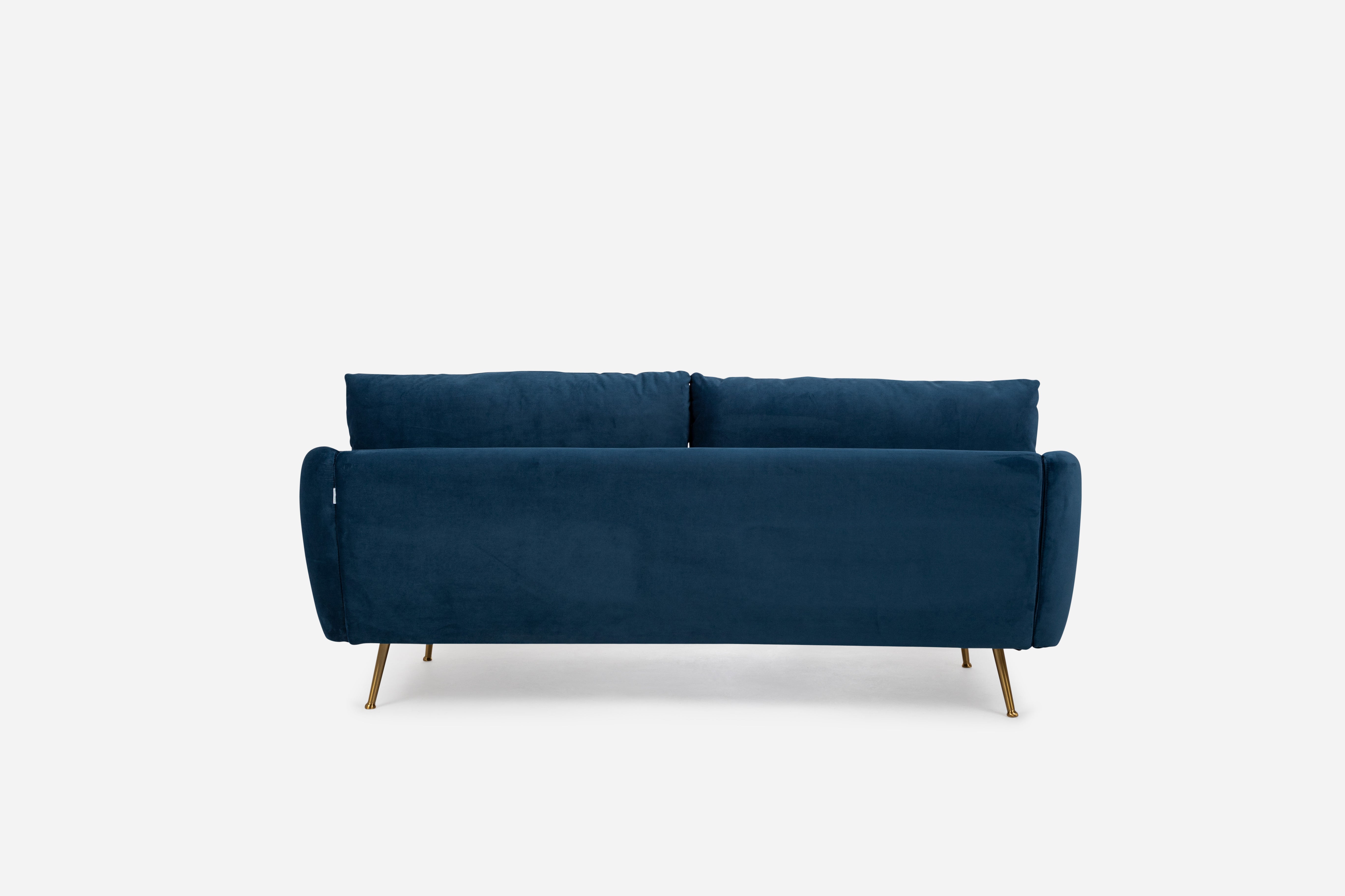 Blue Velvet Black | Park Sofa shown in Blue Velvet with black legs