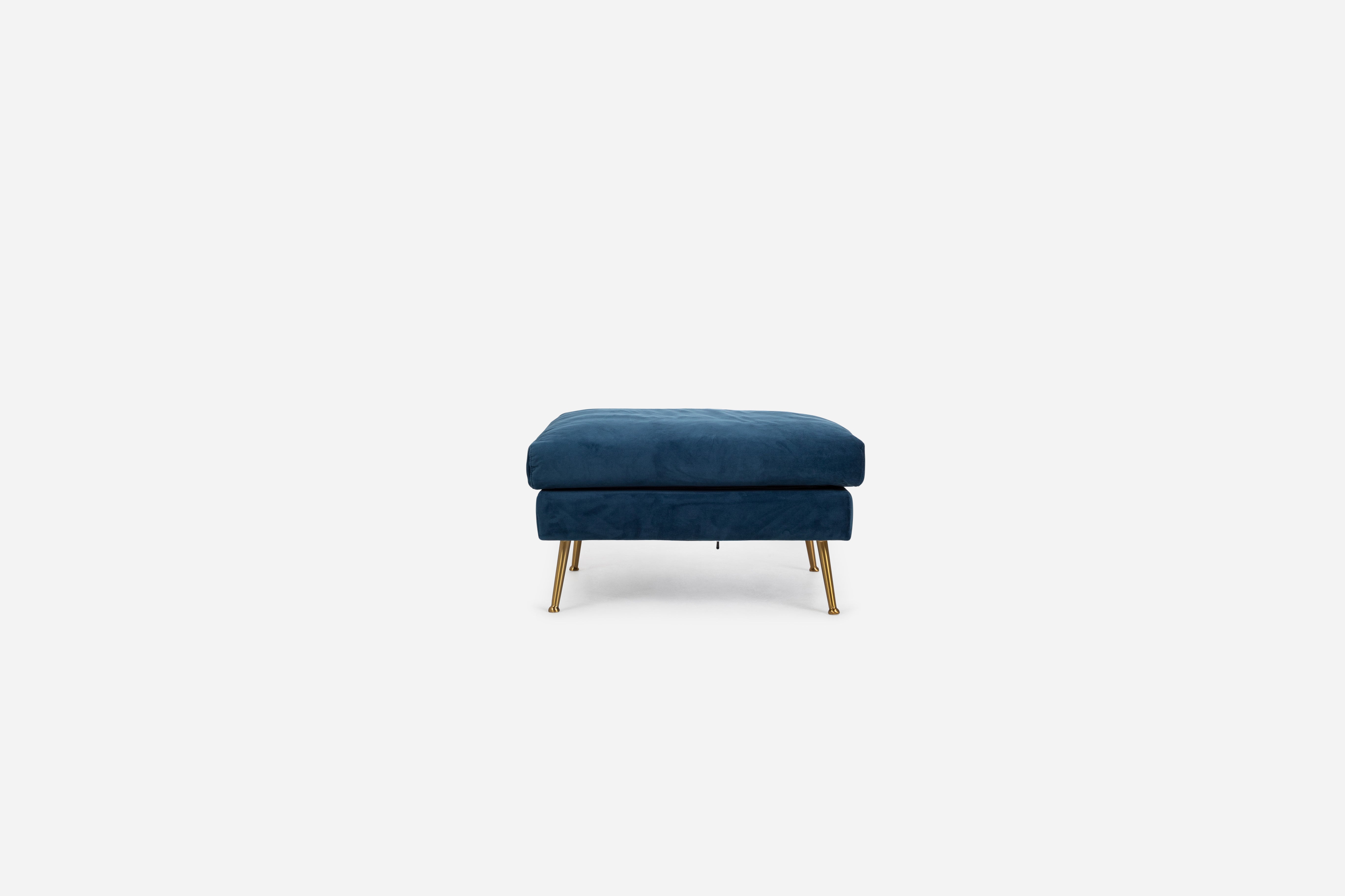 rust velvet gold | Park Ottoman shown in rust velvet with gold legs