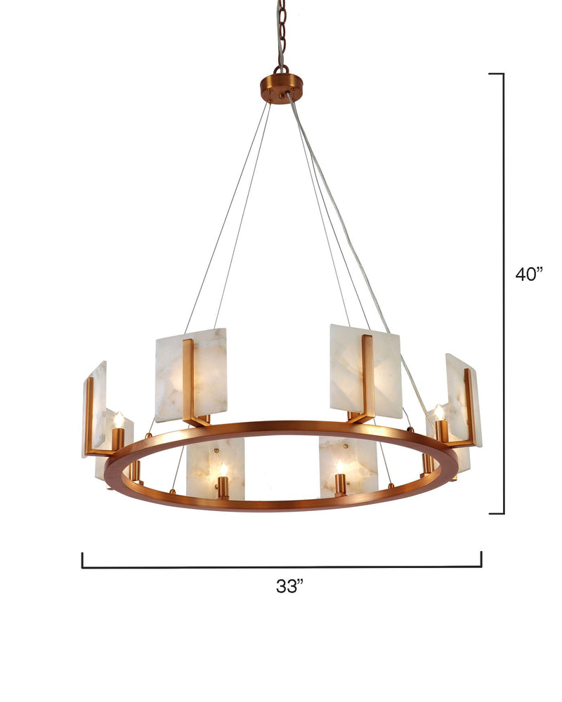 Large Contemporary Alabaster & Brass Halo Chandelier