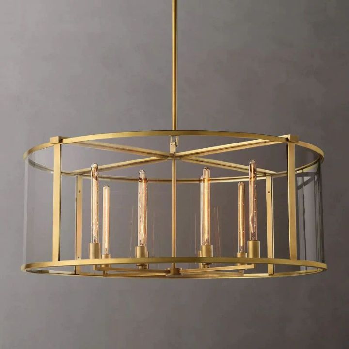 Lykke Glass Lantern Modern Round Chandelier 44"