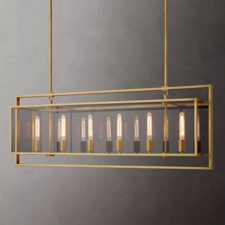 Lykke Glass Lantern Rectangular Chandelier 54"