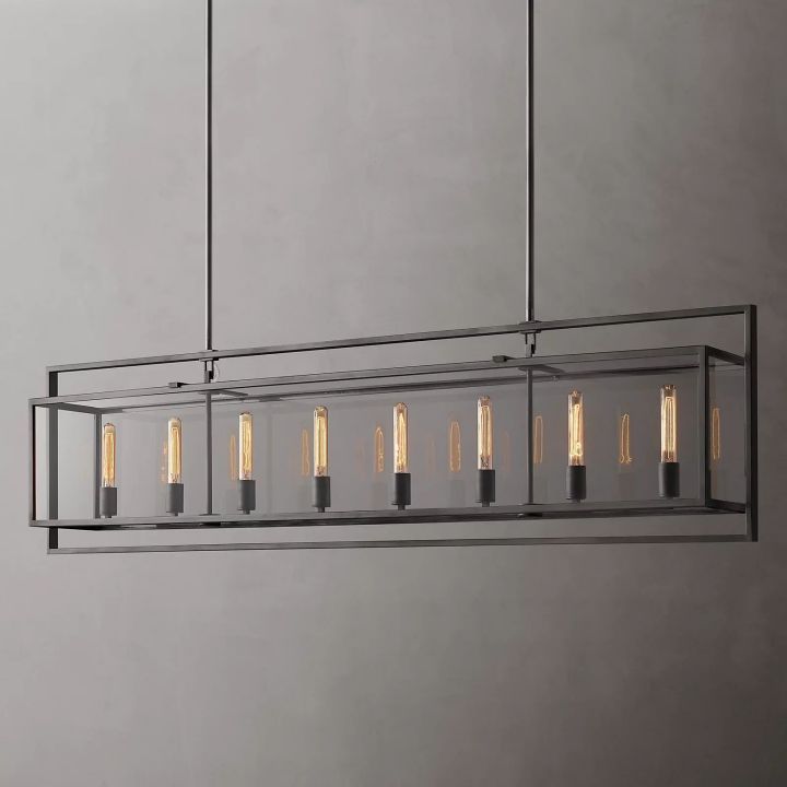 Lykke Glass Lantern Rectangular Chandelier 72"