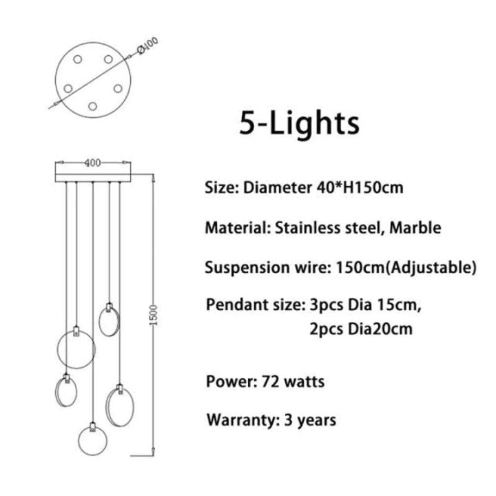 Modern Discs Alabaster Long Staircase Chandelier