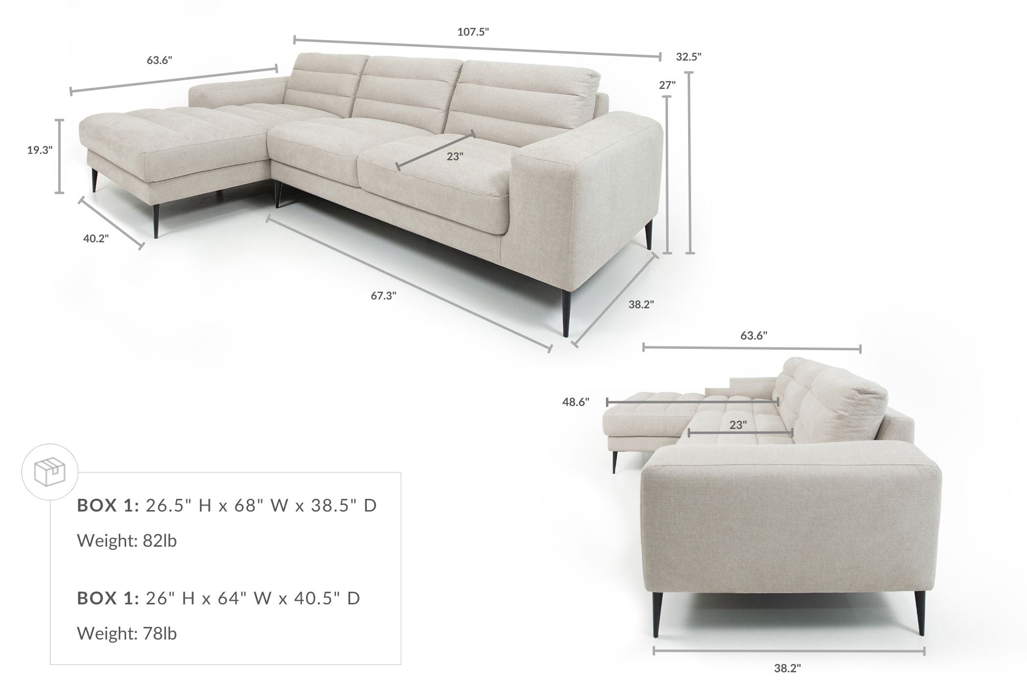 Newport Sectional Sofa - Left Hand