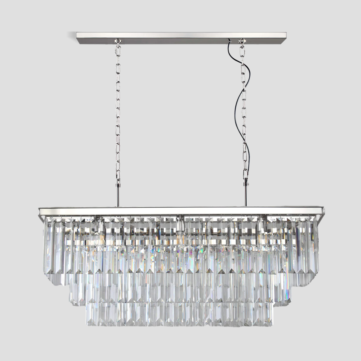 Falria 3-Tier Crystal Rectangular Chandelier