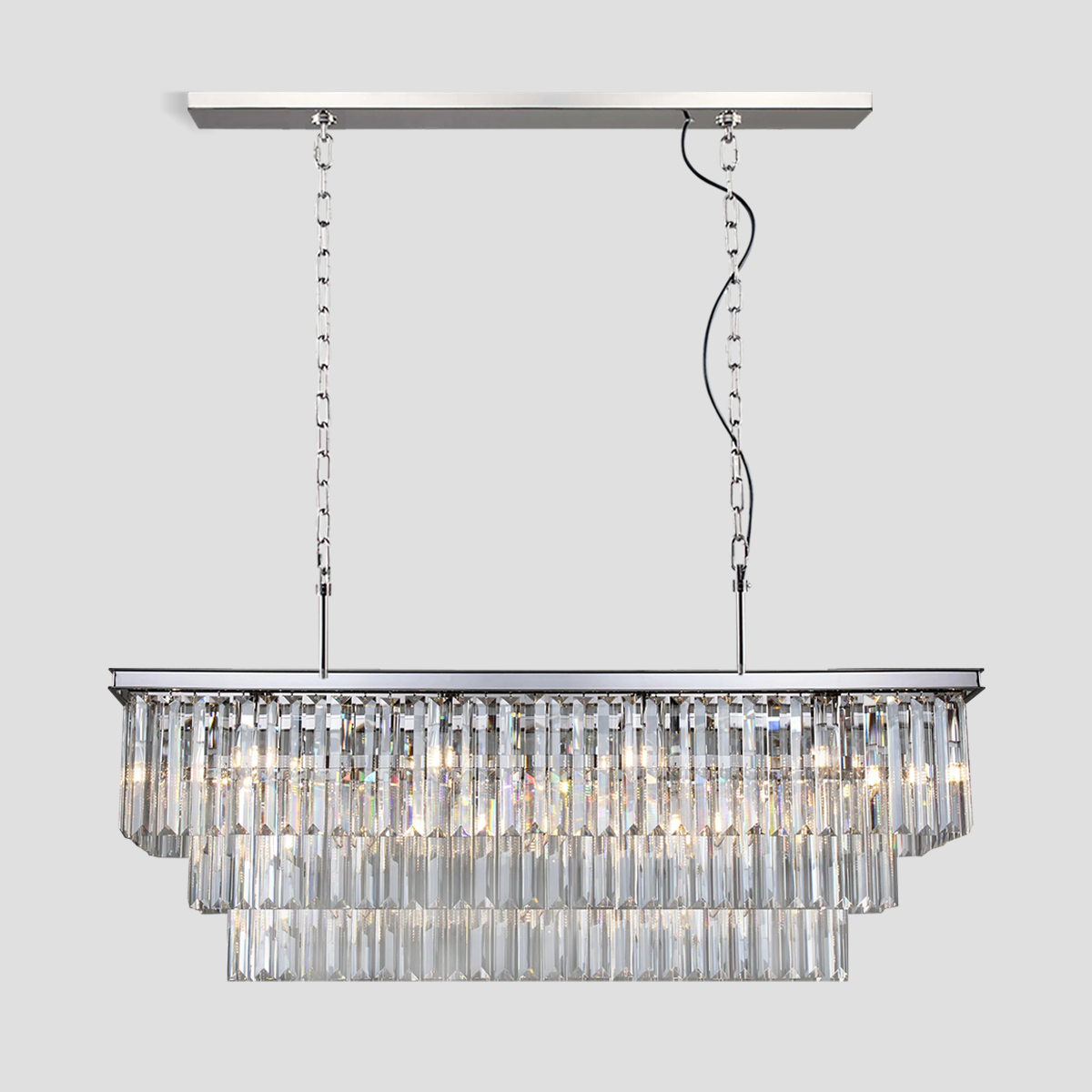 Falria 3-Tier Crystal Rectangular Chandelier