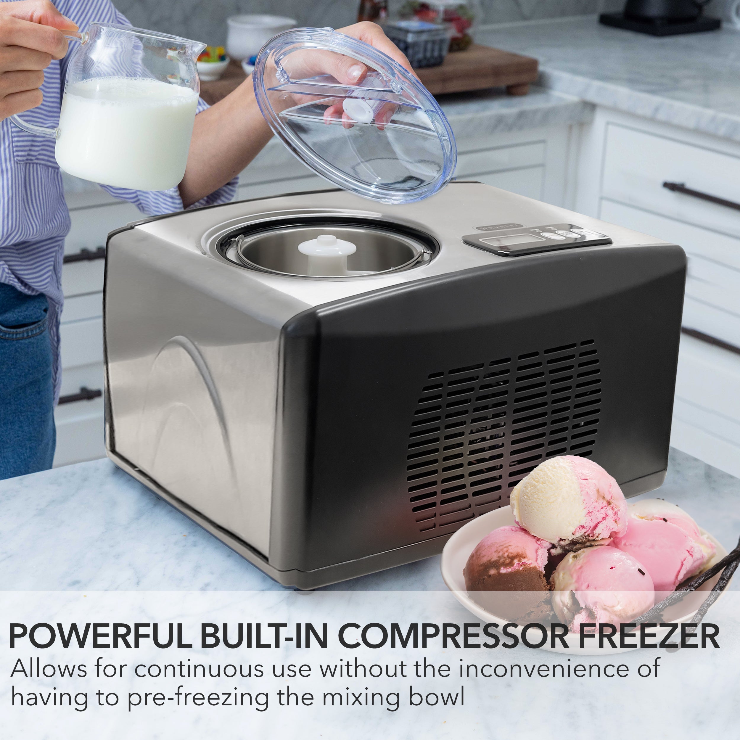 Whynter 1.6 Quart Compact Automatic Compressor Ice Cream Maker | ICM-15LS