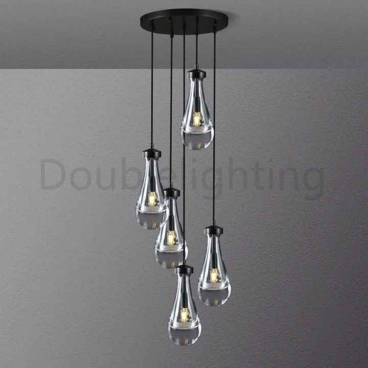 Raindrop Round Chandelier 5 Lights 14"D