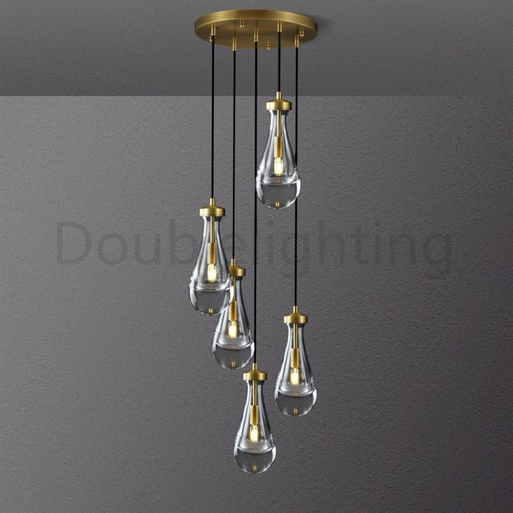 Raindrop Round Chandelier 5 Lights 14"D