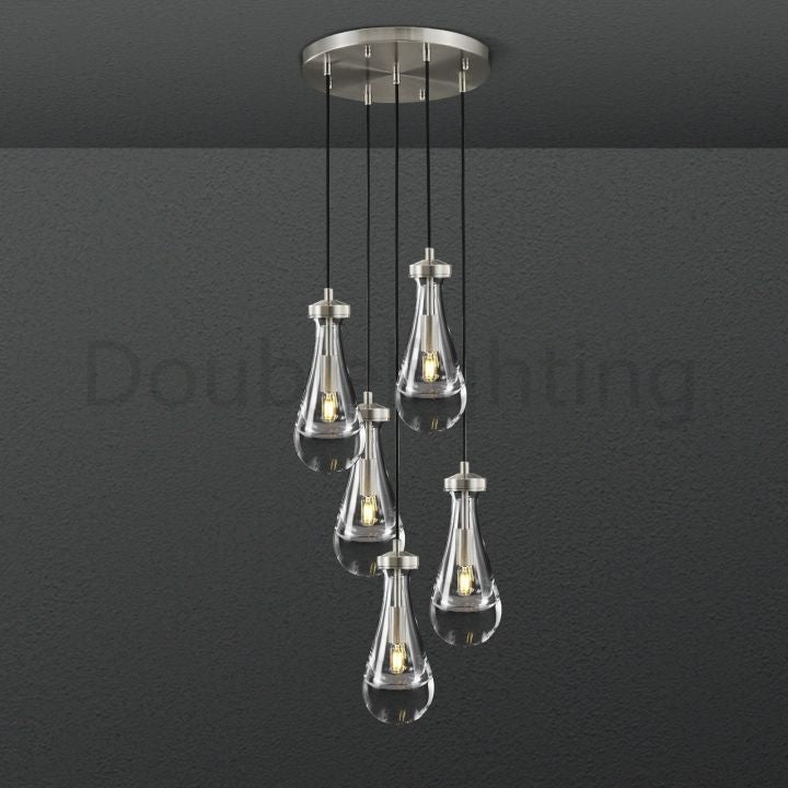 Raindrop Round Chandelier 5 Lights 14"D