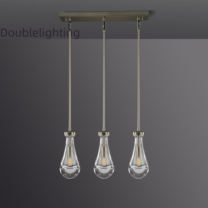 Raindrops 3-Light Rod Rectangular Chandelier