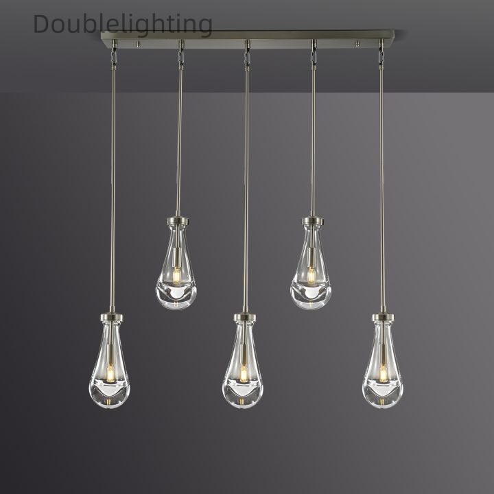 Raindrops 5-Light Rod Rectangular Chandelier