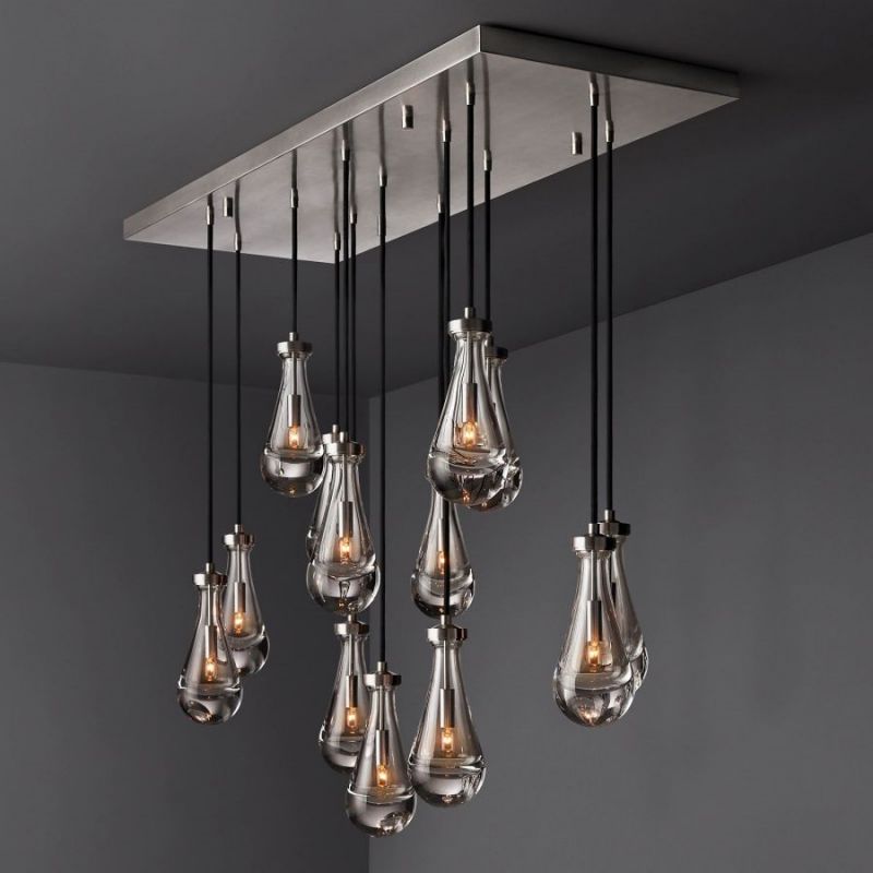 Raindrop Rectangle Chandelier 54"