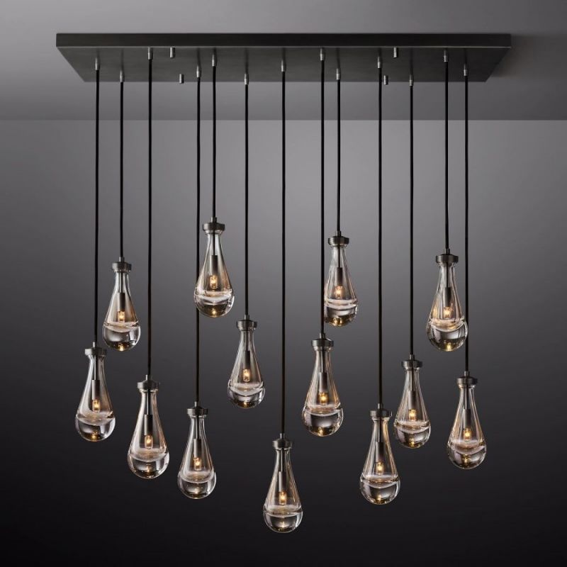 Raindrop Rectangle Chandelier 54"