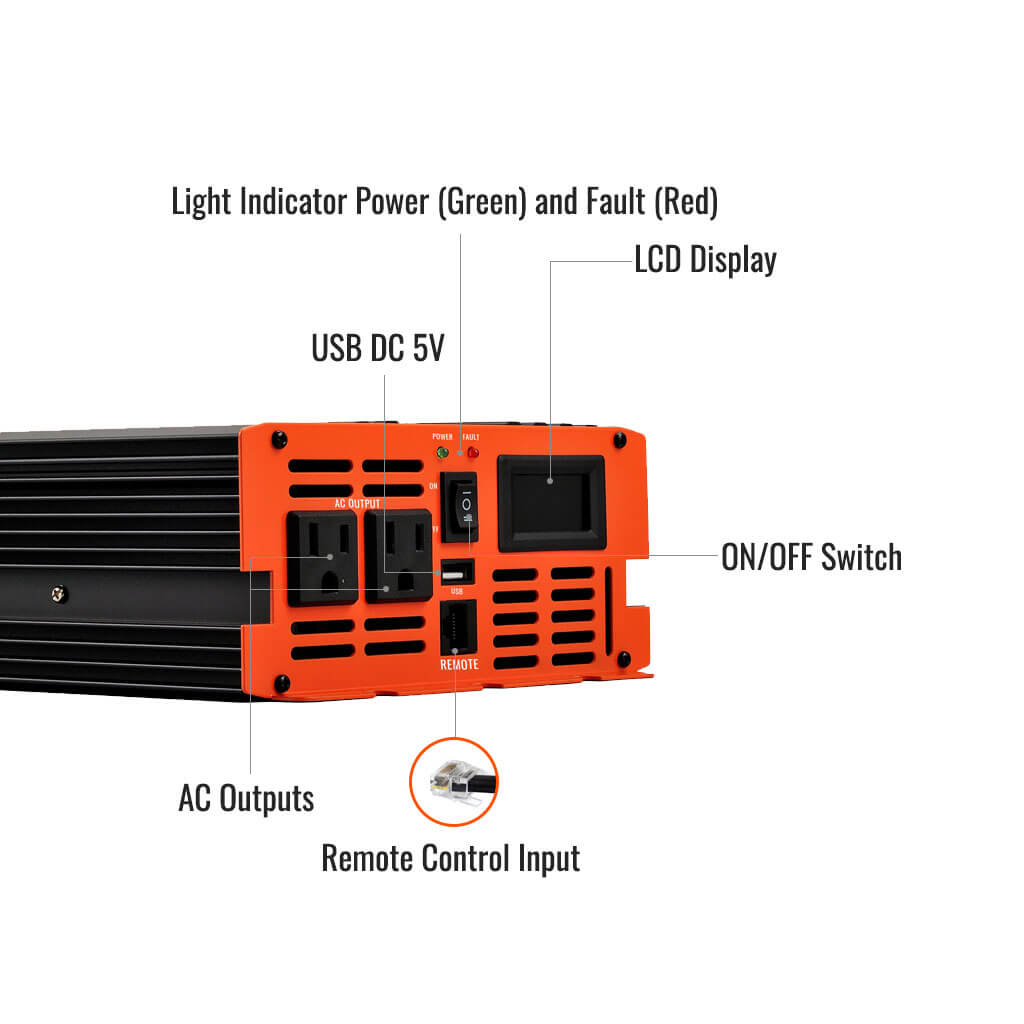 Rich Solar 12 Volt Industrial Pure Sine Wave Inverter | 1,500W Output