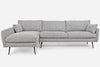 grey textured weave right facing black | Park Sectional Sofa shown in grey textured weave right facing with black legs