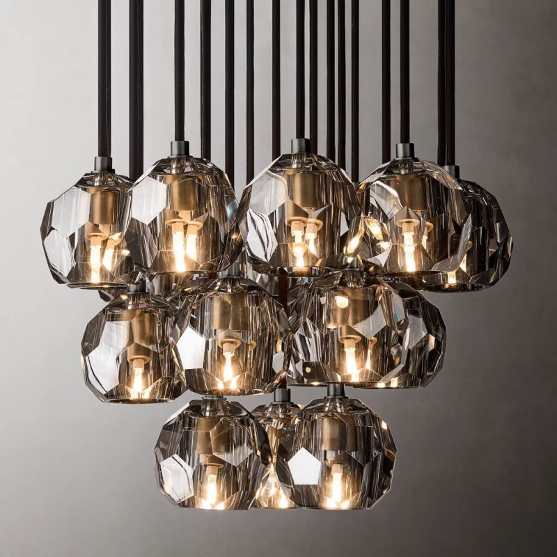 Crysball Cluster Round Chandelier 19"