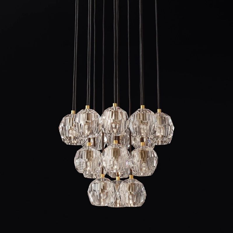 Crysball Cluster Round Chandelier 19"