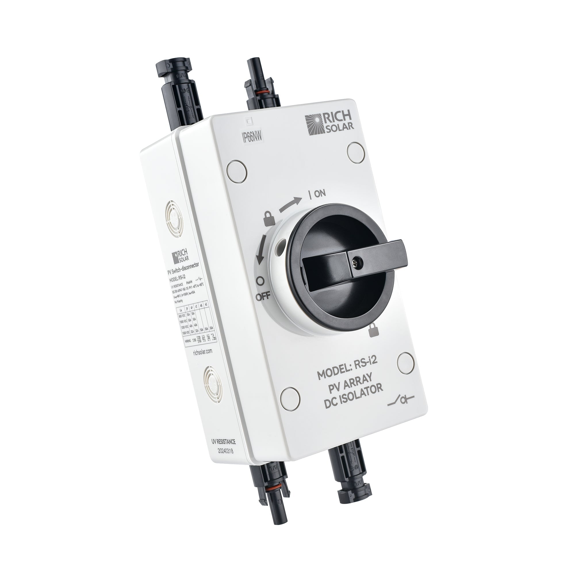 Rich Solar RS-i2 Solar PV DC Quick Disconnect Switch | 1500V - 32A