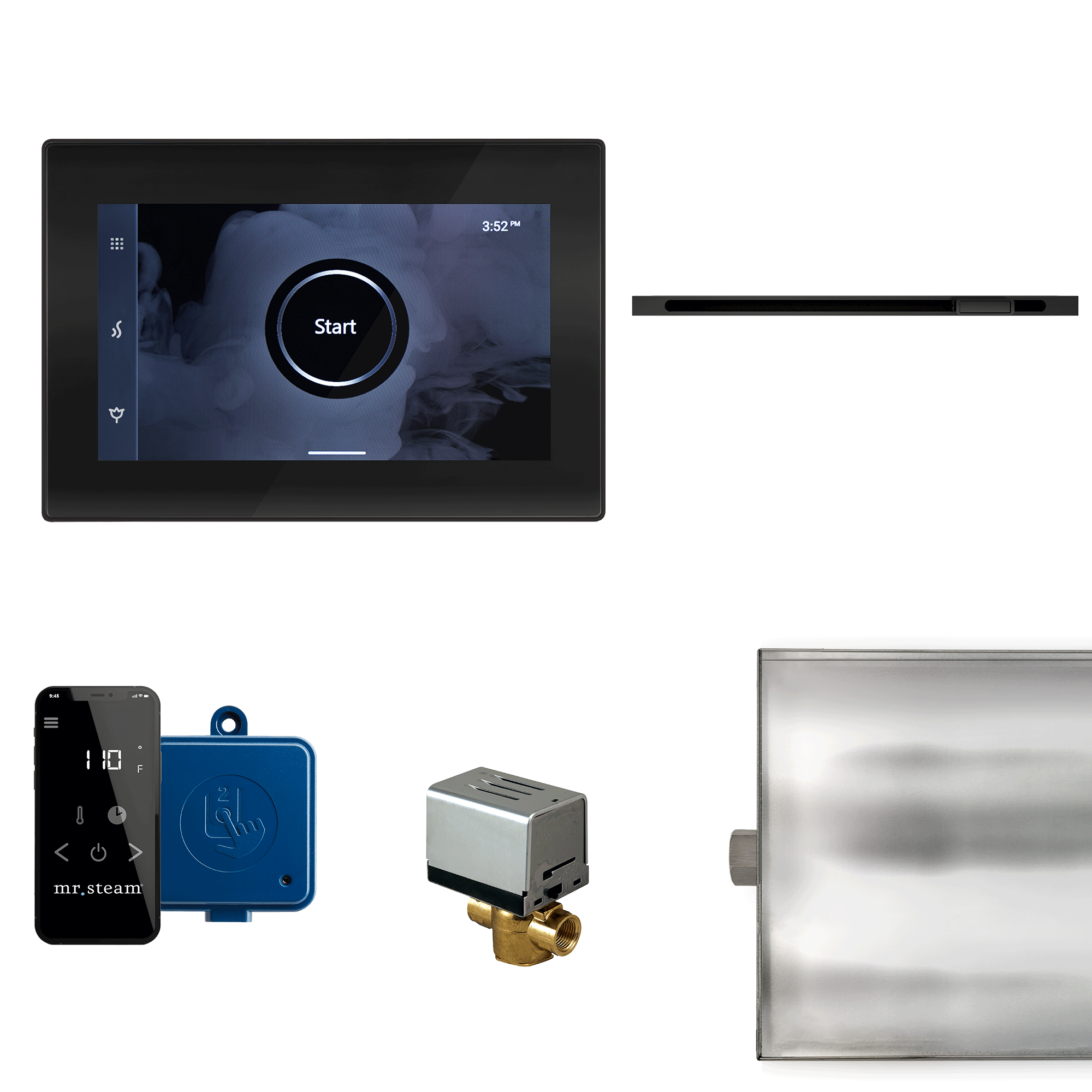 Mr. Steam XButler Linear Steam Shower Control Package with iSteamX Control and Linear SteamHead | XBTLRBKL