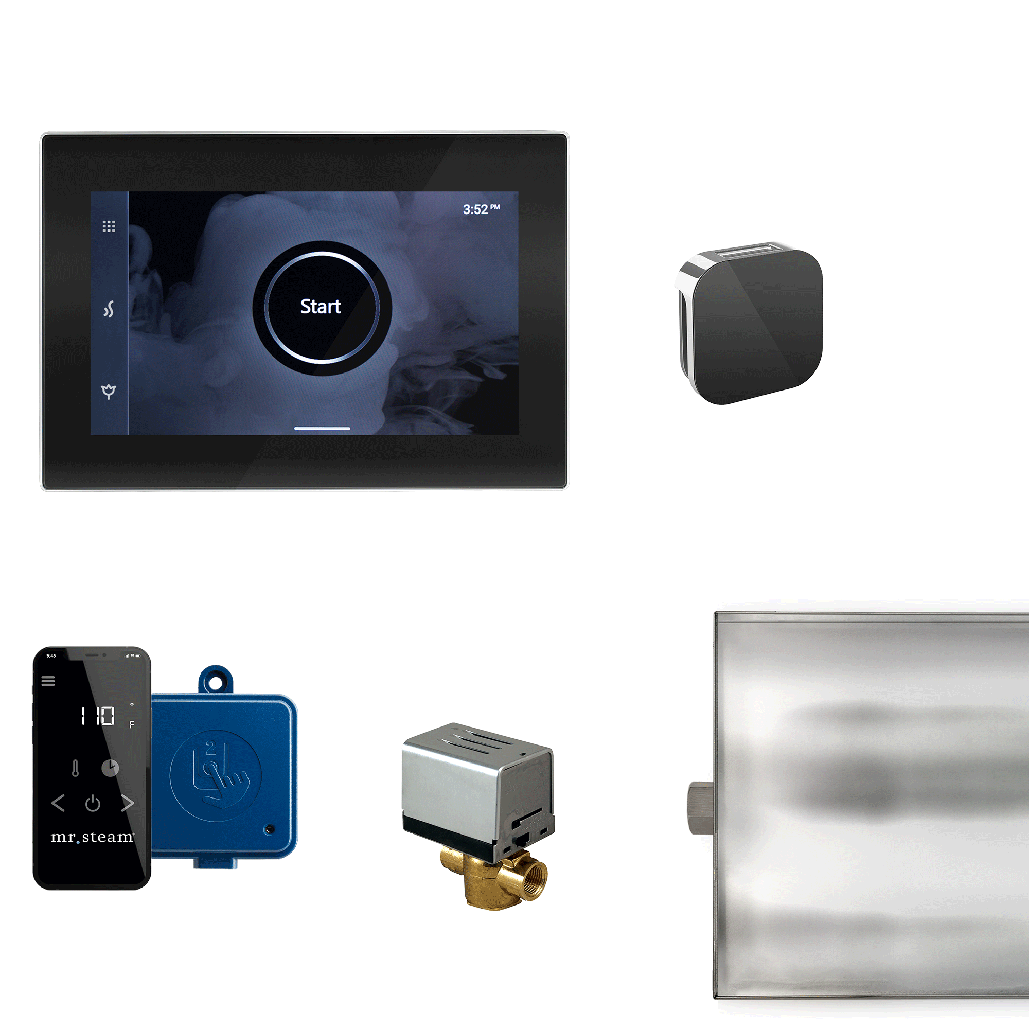 Mr. Steam XButler Steam Shower Control Package with iSteamX Control and Aroma Glass SteamHead | XBTLR