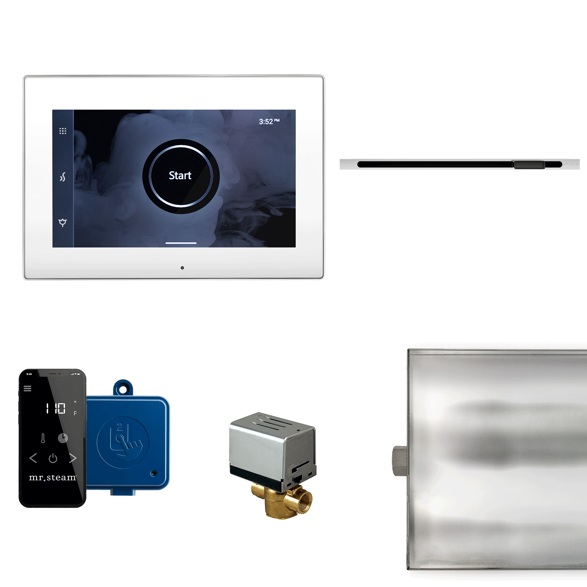 Mr. Steam XButler Linear Steam Shower Control Package with iSteamX Control and Linear SteamHead | XBTLRBKL