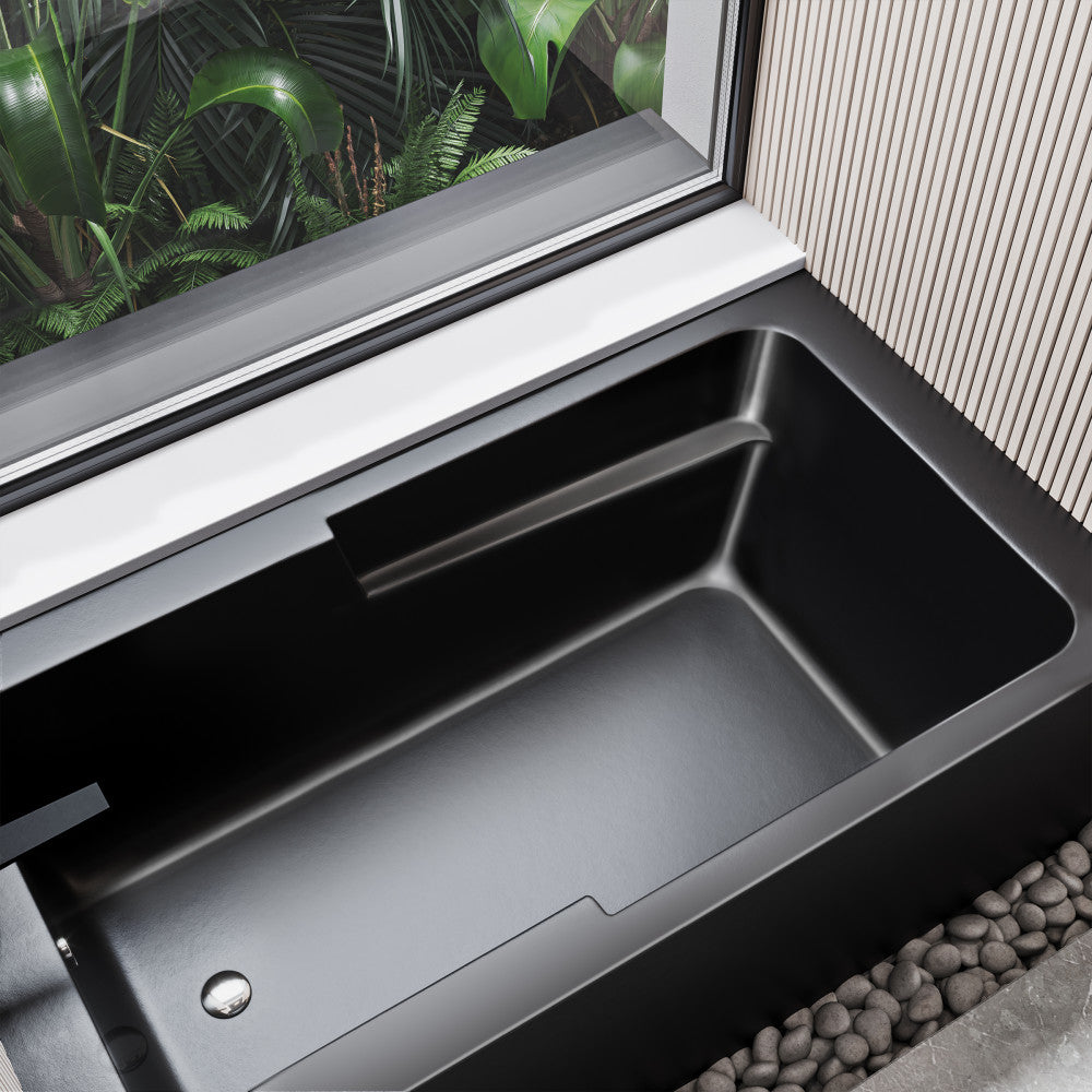 Swiss Madison Voltaire 54" x 30" Left-Hand Drain Alcove Bathtub with Apron in Matte Black | SM-AB549MB