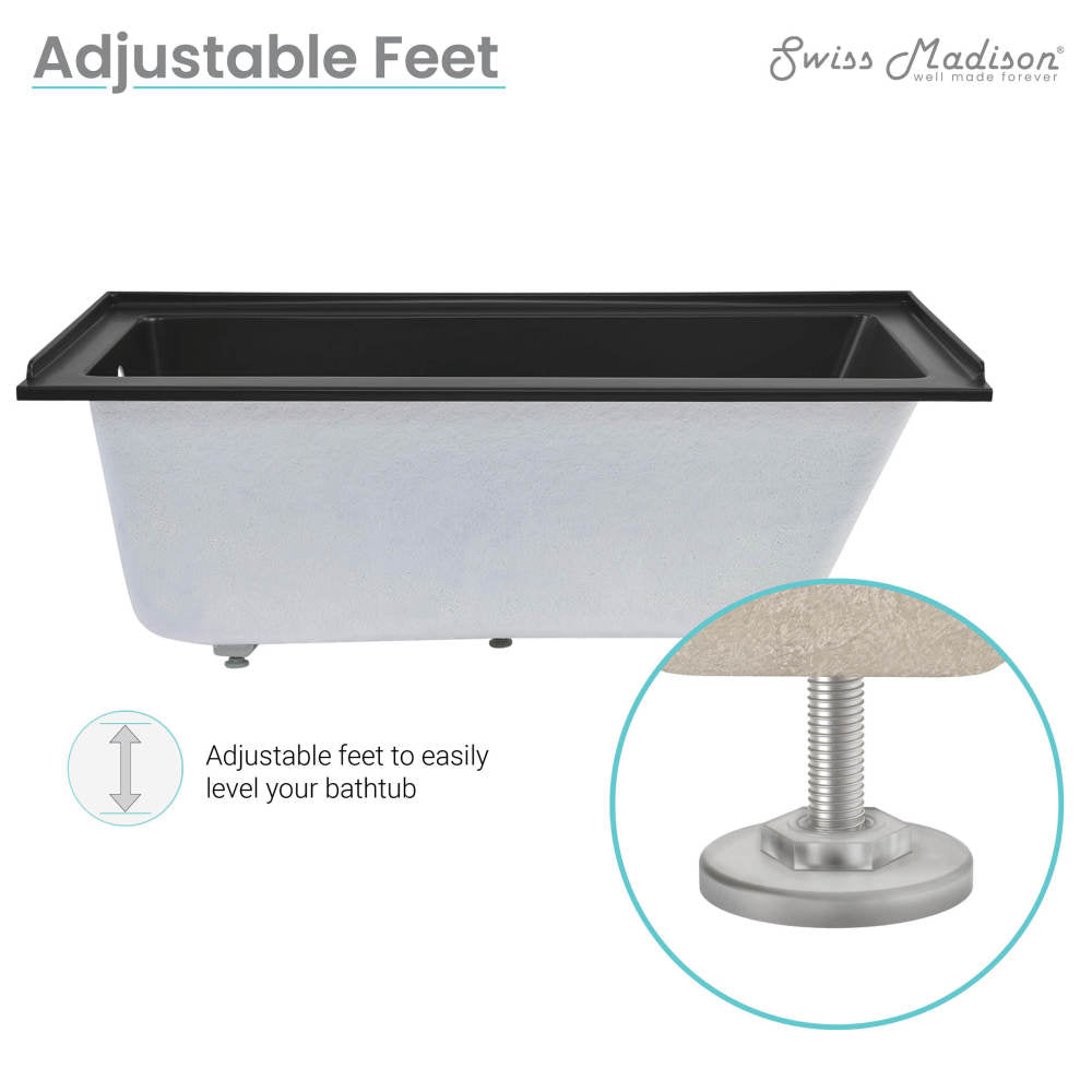 Swiss Madison Voltaire 60" x 30" Left-Hand Drain Alcove Bathtub in Matte Black | SM-DB559MB