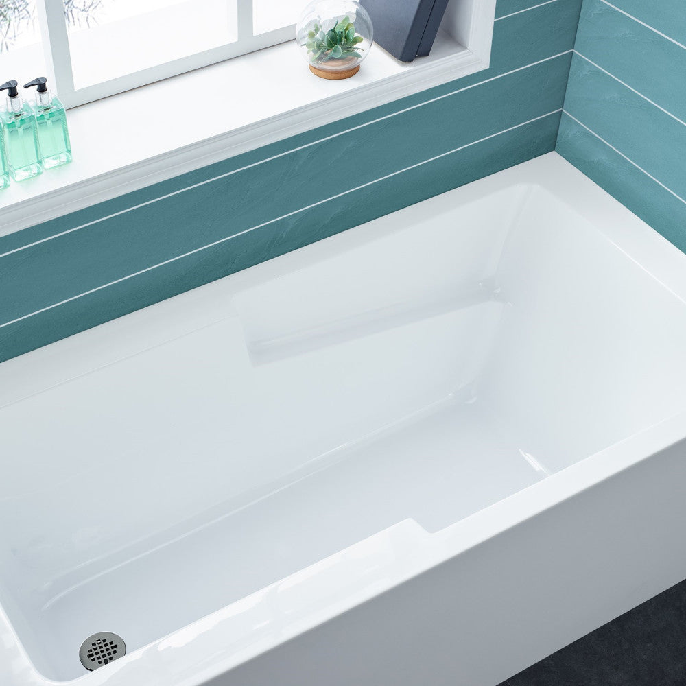 Swiss Madison Voltaire 60" x 30" Left-Hand Drain Alcove Bathtub with Apron and Armrest | SM-AB541