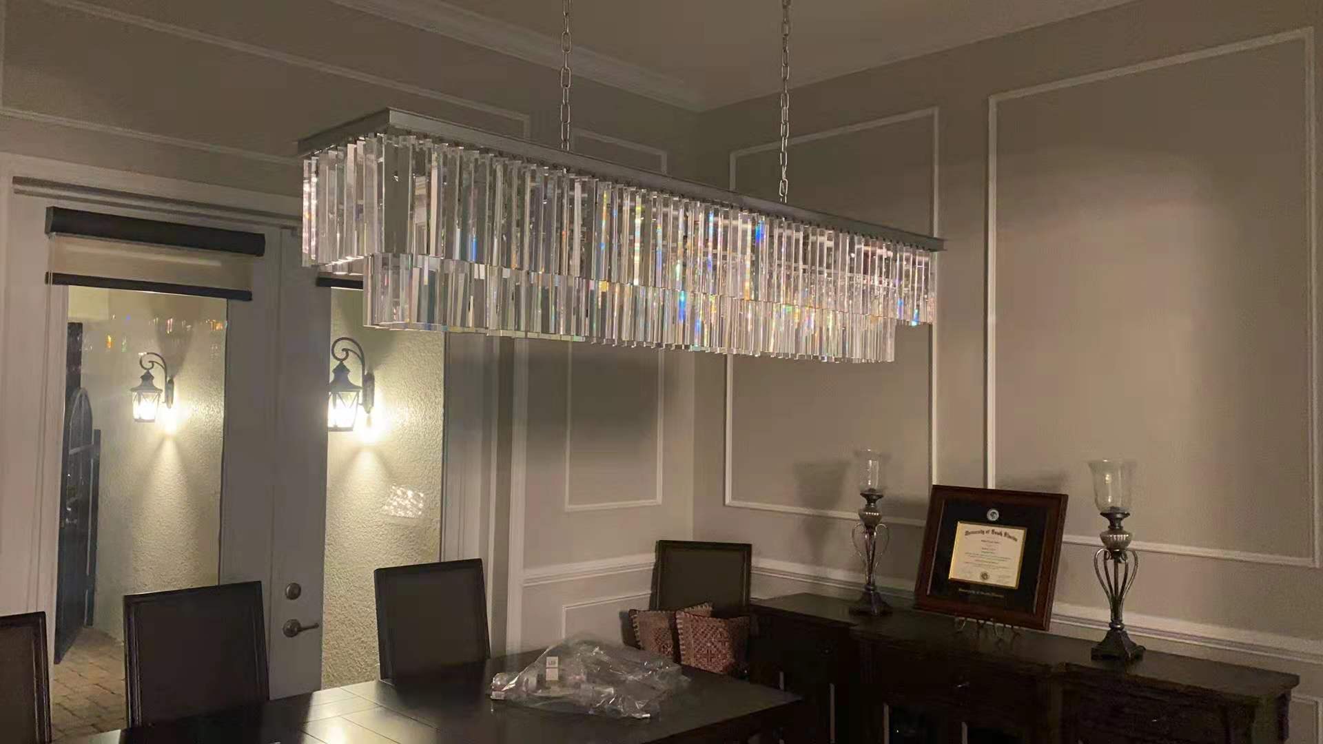 1920s Art Deco Rectangular Chandelier 40"