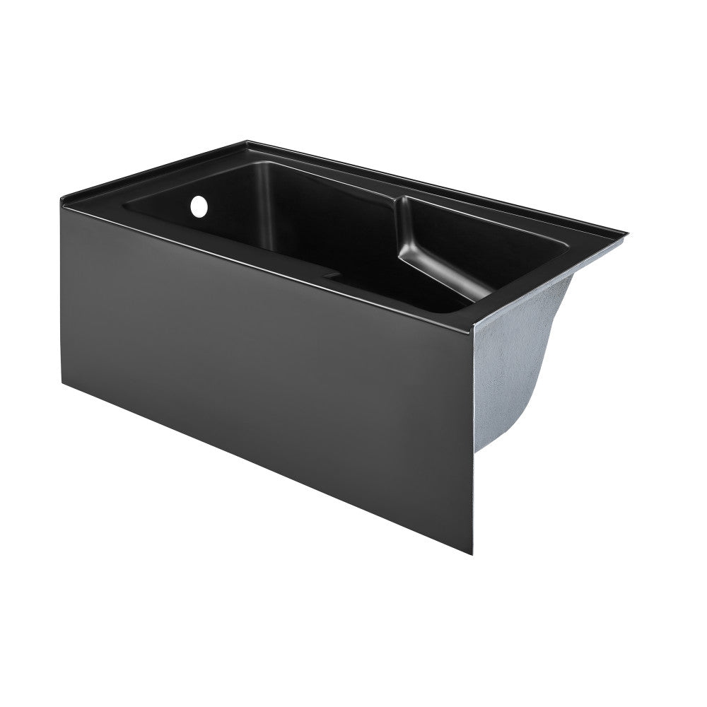 Swiss Madison Voltaire 54" x 30" Left-Hand Drain Alcove Bathtub with Apron in Matte Black | SM-AB549MB